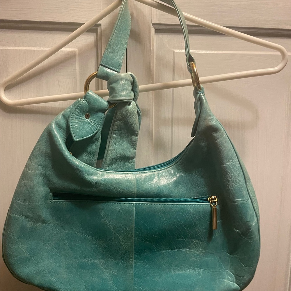 Chic Turquoise Leather Hobo Bag